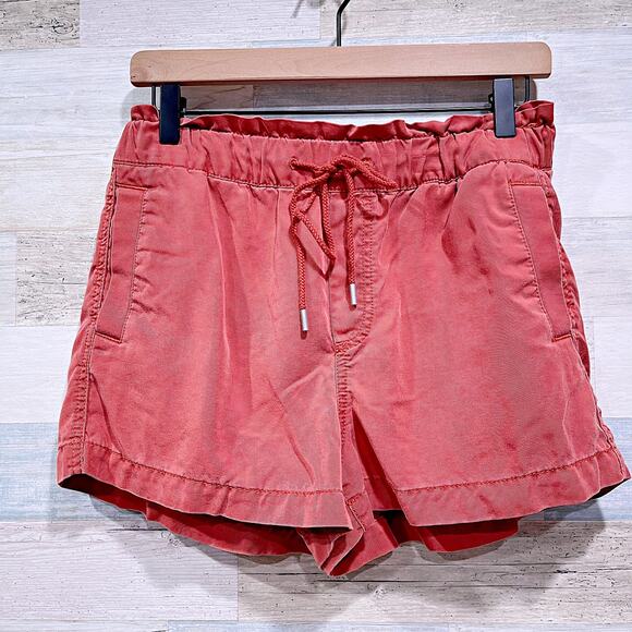 LOFT Pull On Soft Twill Shorts Red Paperbag High Rise Womens SP Small Petite - Picture 1 of 6